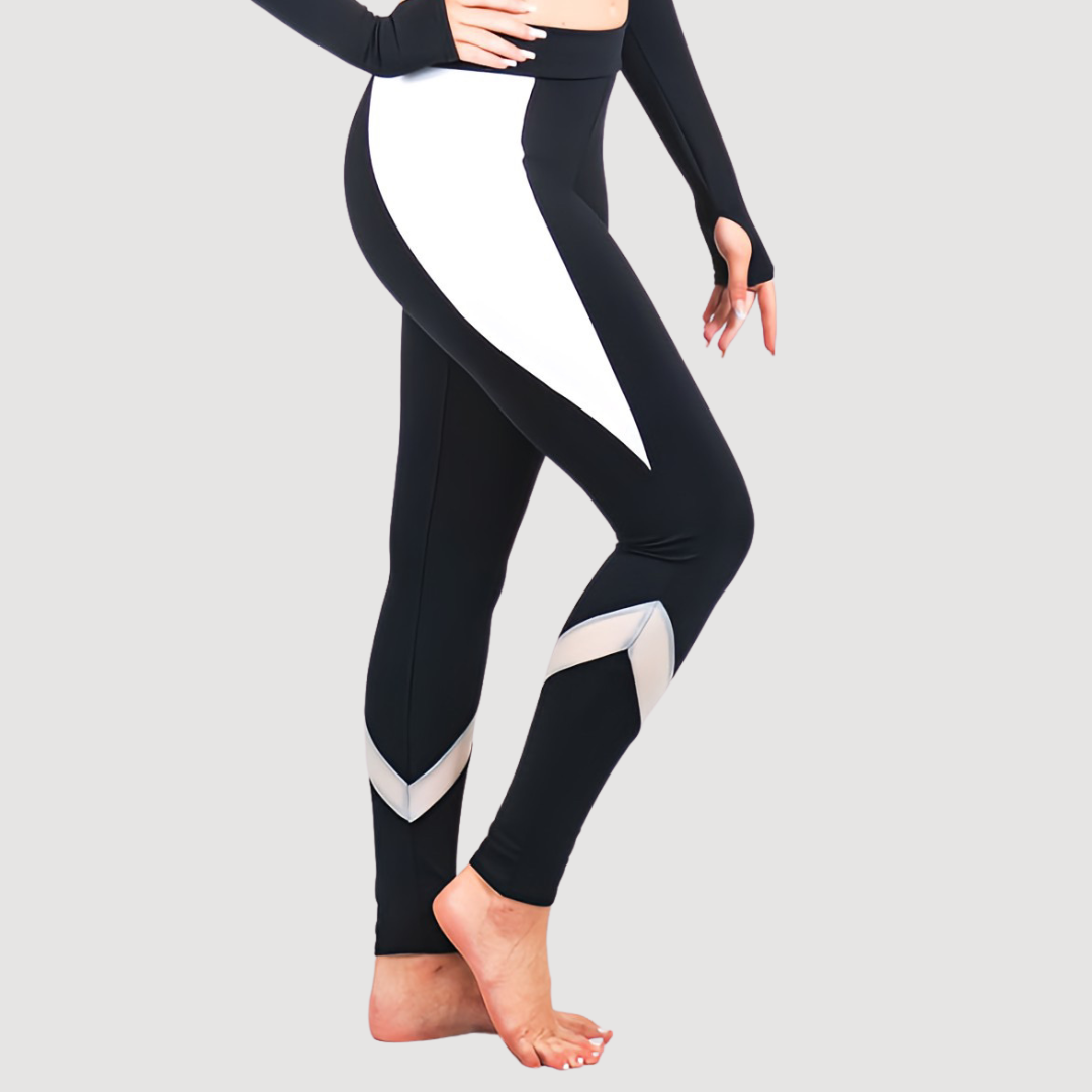 Leggings with Fabric and Mesh Inserts - U1677 | RD Dance Costumes & Uniform