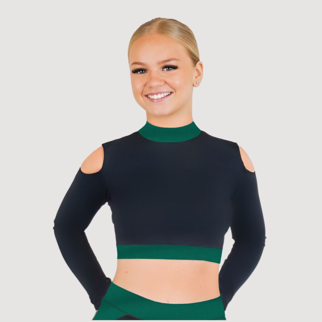 Long Sleeve Open Back & Shoulder Crop Top - U5570