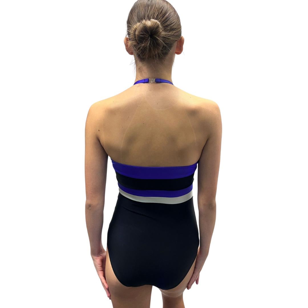 Blue And Black Halter Neck Leotard