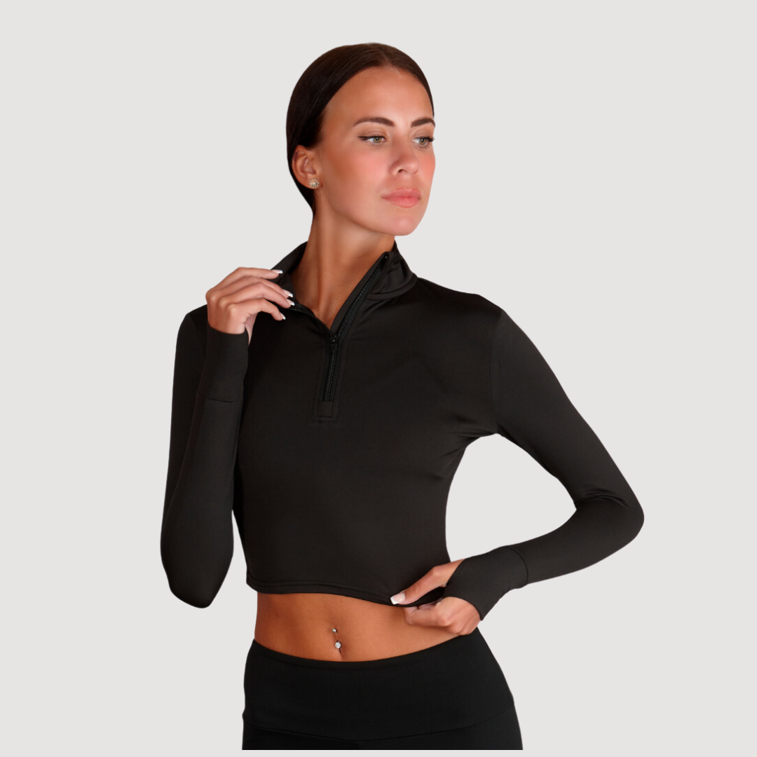 Long Sleeved Zip Crop Top - LWLSZCT
