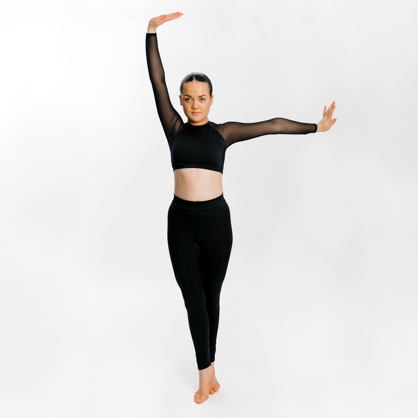 Mesh Raglan Long Sleeved Crop Top | RD Dance Costumes & Uniform