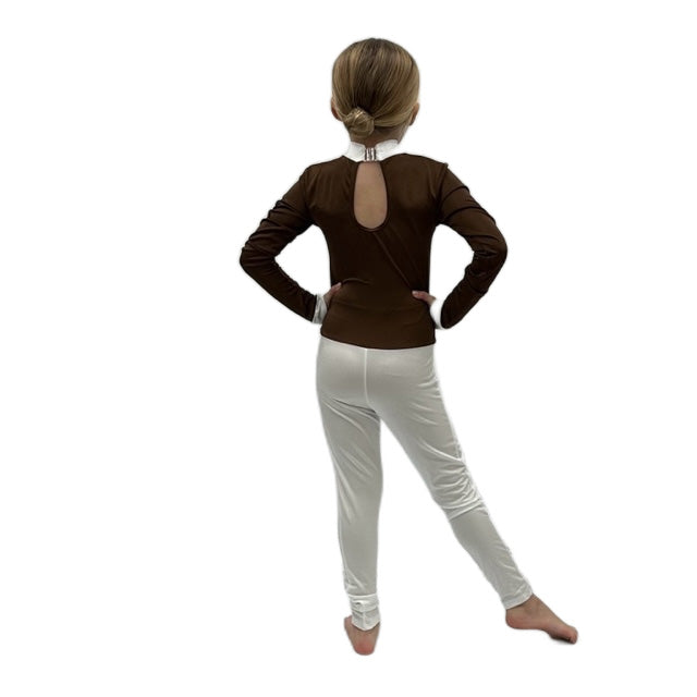 Brown/White Long Sleeved Catsuit