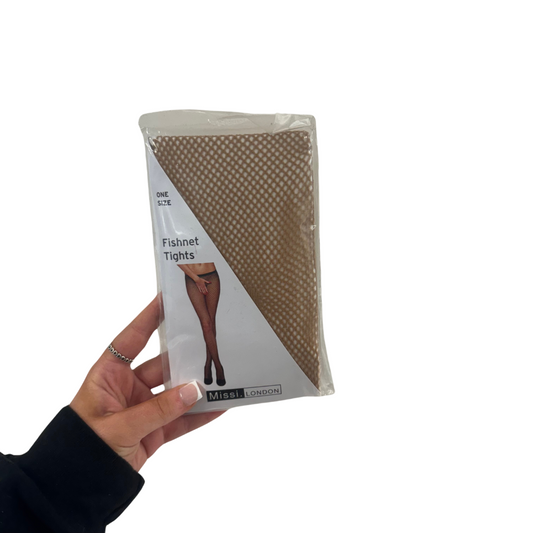 Tan Footless Fishnet Tights