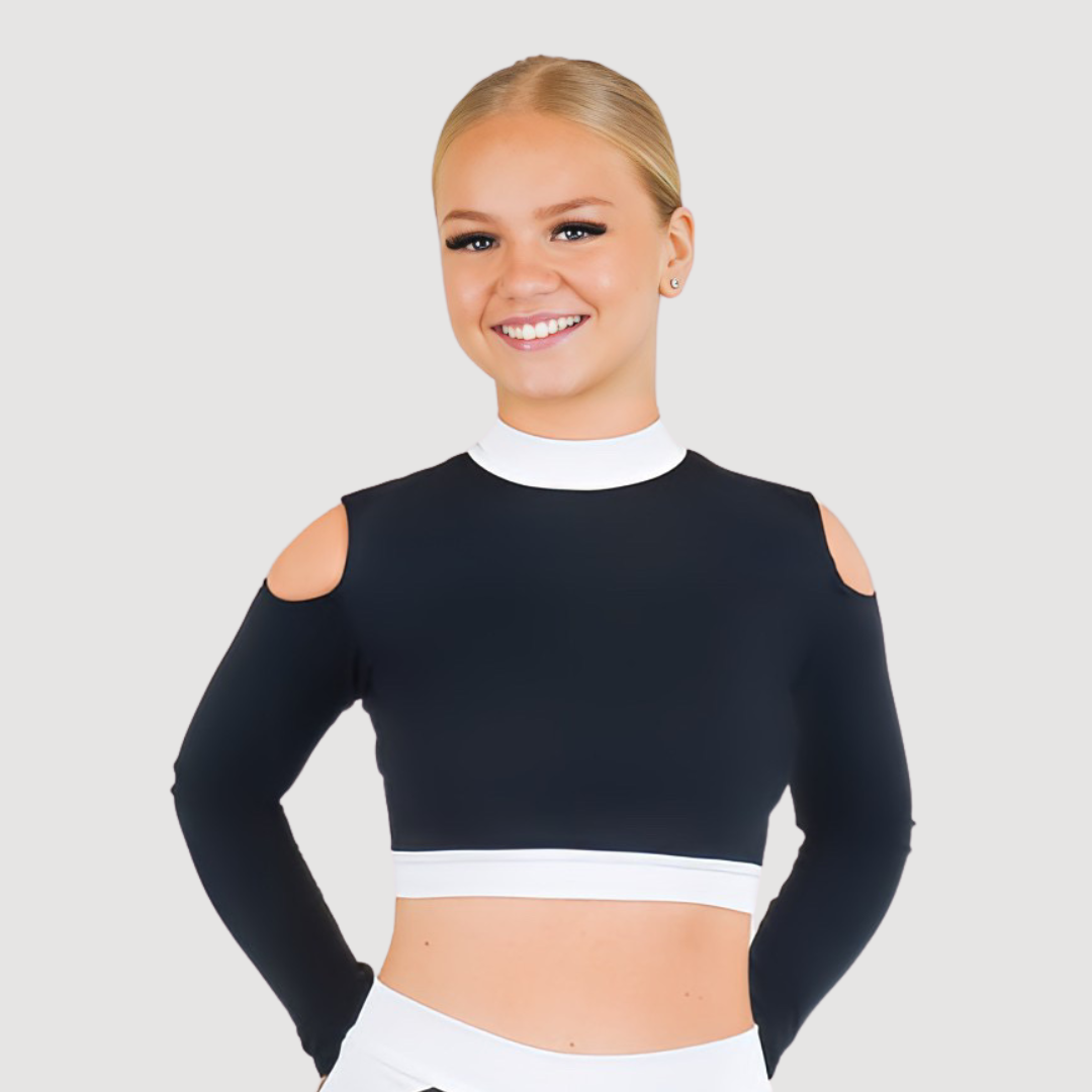 Long Sleeve Open Back & Shoulder Crop Top - U5570 | RD Dance Costumes & Uniform
