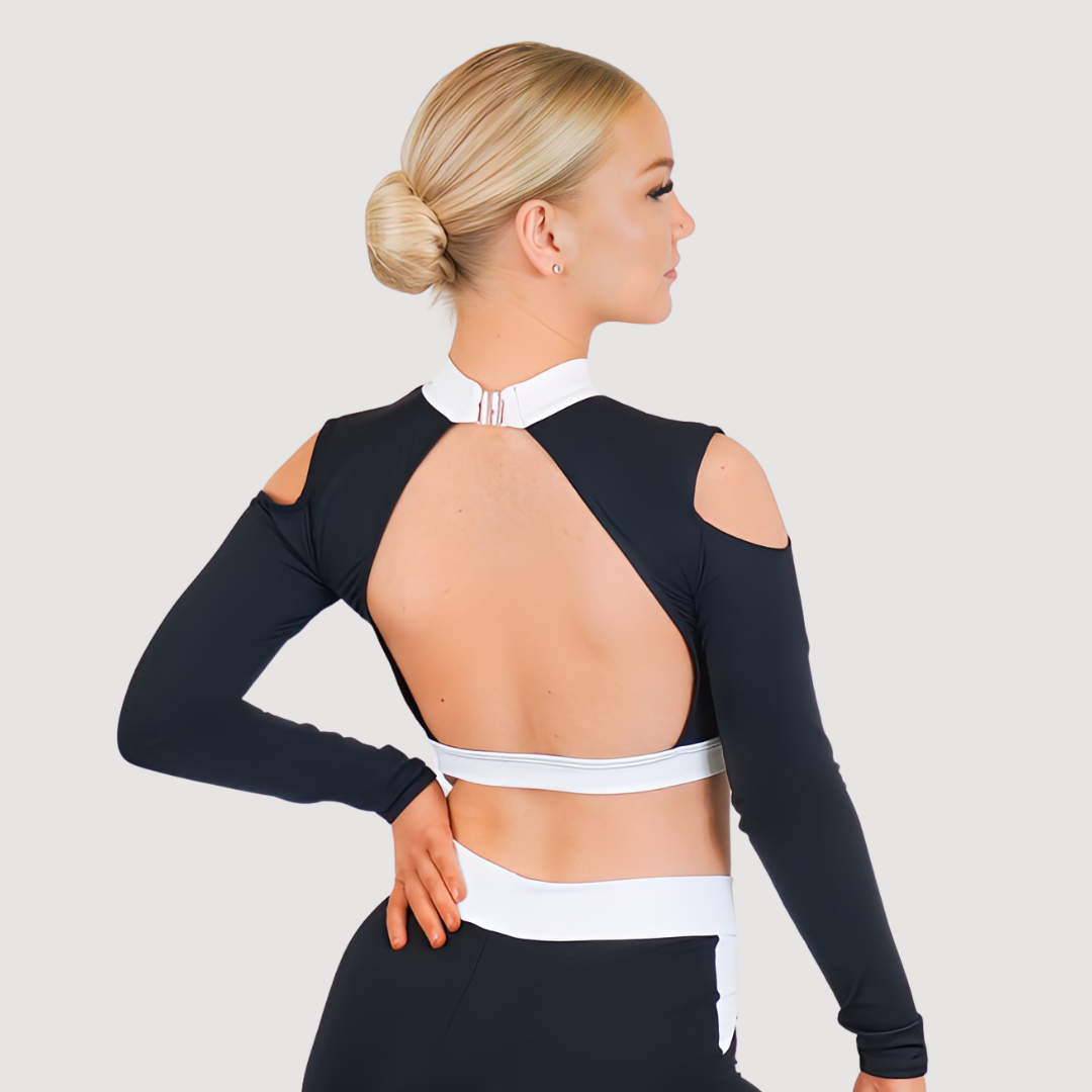 Long Sleeve Open Back & Shoulder Crop Top - U5570 | RD Dance Costumes & Uniform