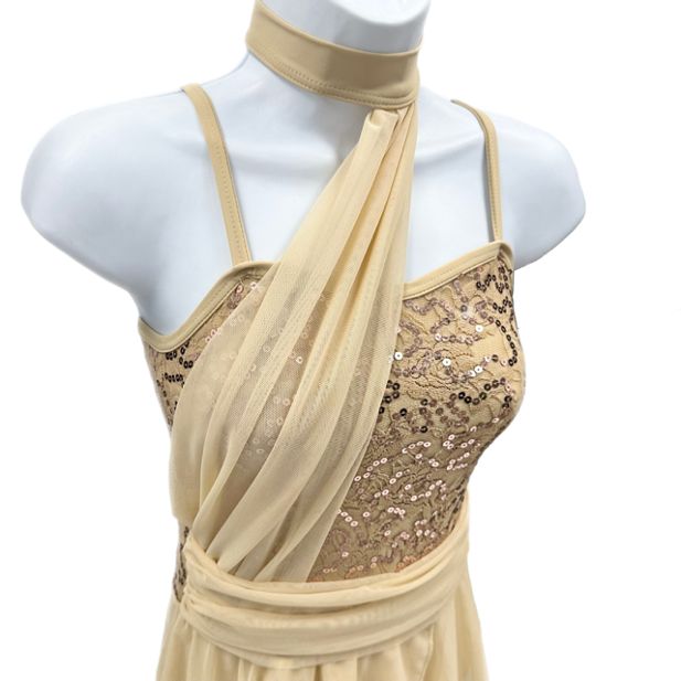 Emily Nude Sequin Lace Mesh Lyrical Dress | Lyrical Dance Costume