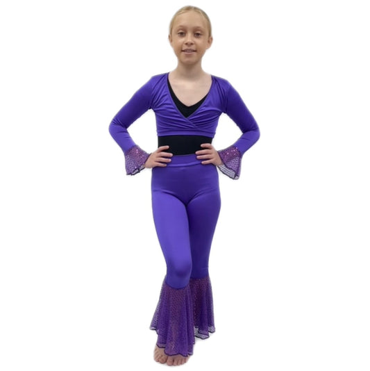 70's Abba Style Purple Sequin Flared Trousers & Top | Razzle Dazzle 