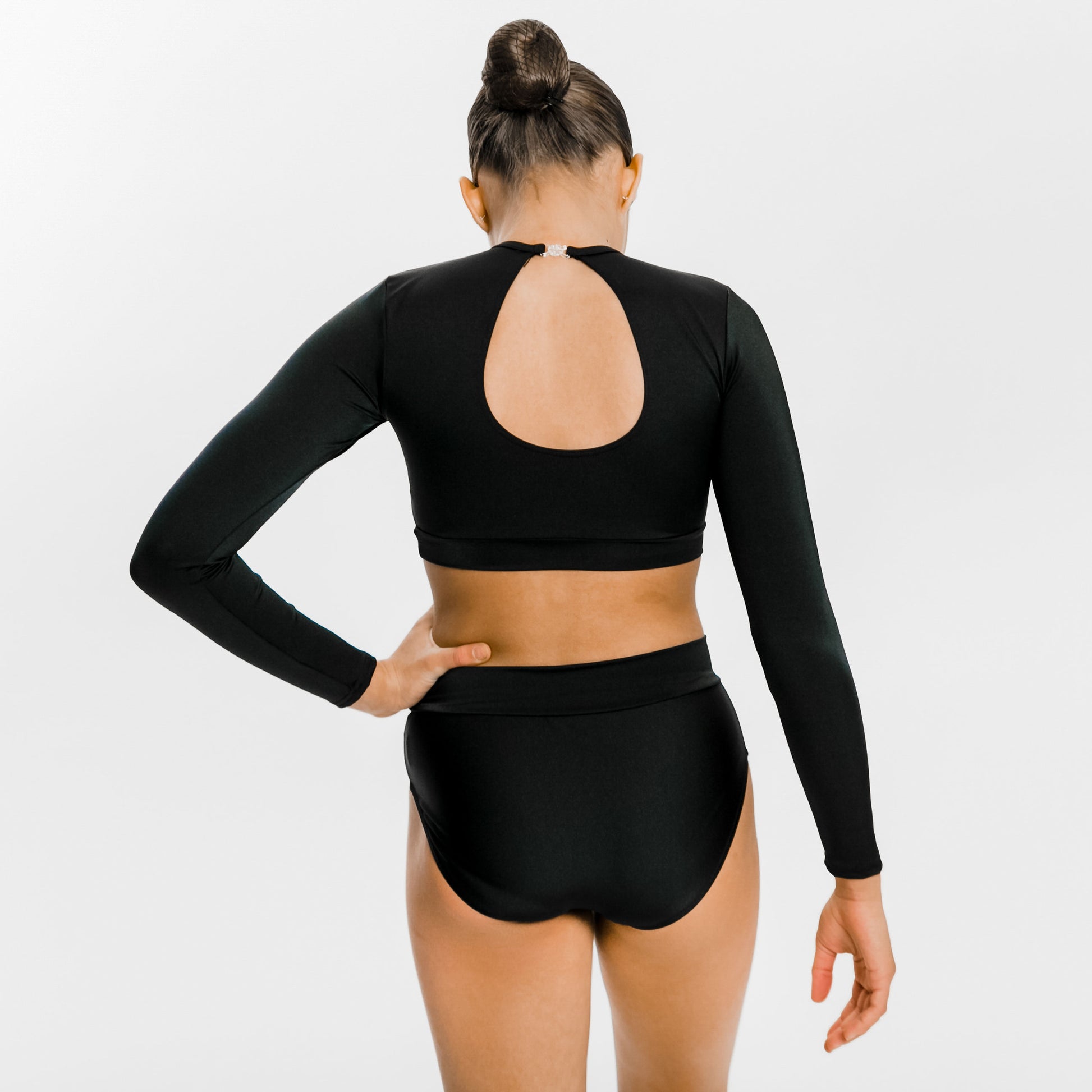 High Neck Long Sleeved Keyhole Crop Top | RD Dance Costumes & Uniform