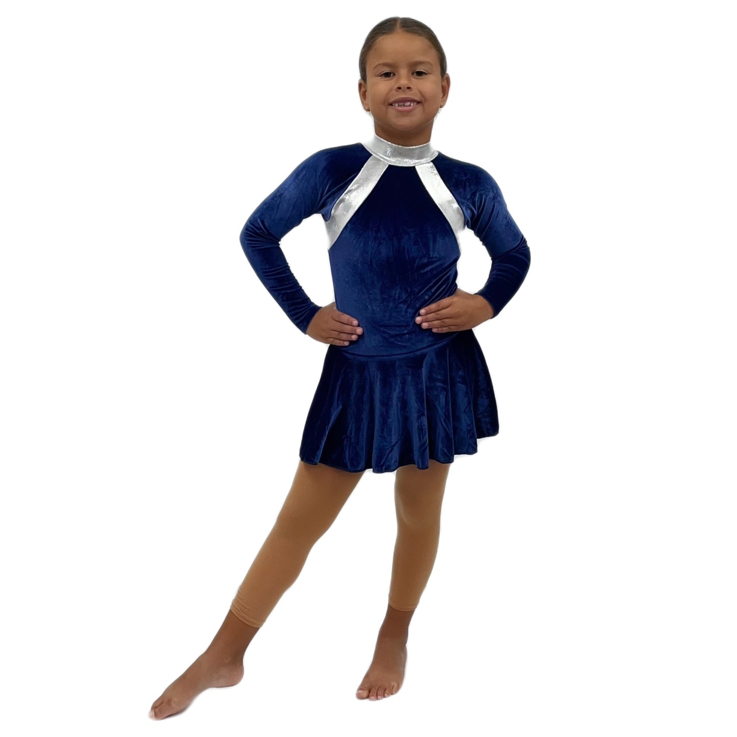 Royal Blue Silver Velour Skirted Leotard | Razzle Dazzle Nuneaton