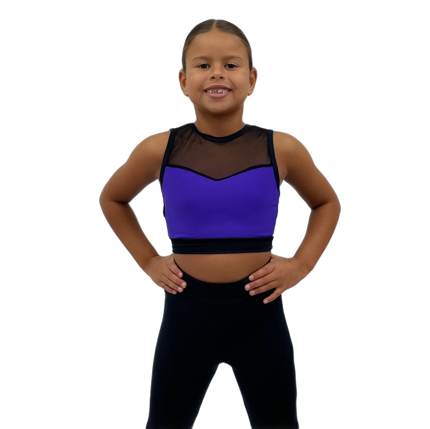 Purple & Black Mesh Crop Top