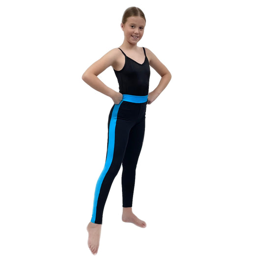 Black Leggings with Blue Side Panels | Razzle Dazzle Dance Costumes