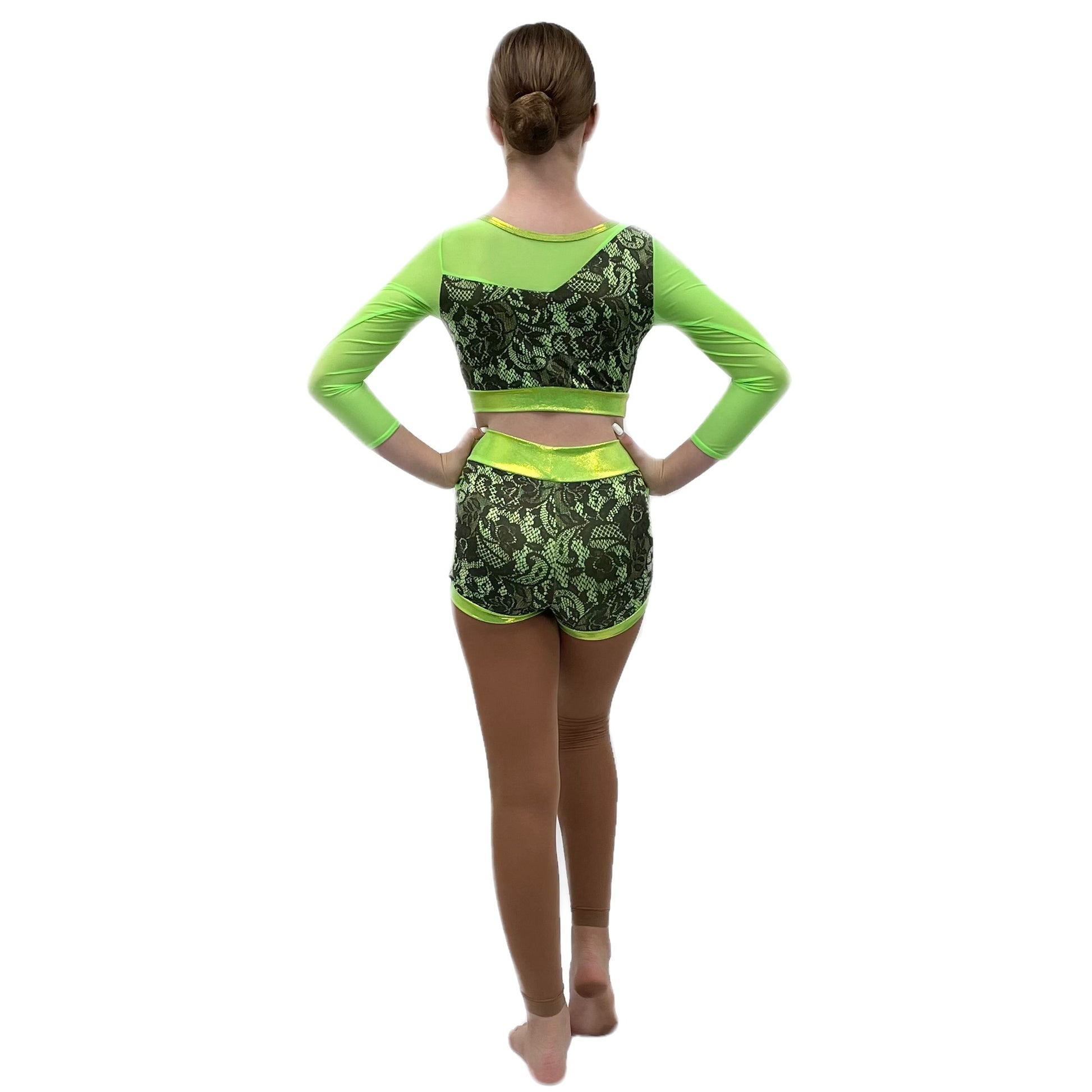 2 Piece Green/Black Short & Crop Top Set Razzle Dazzle Dancewear