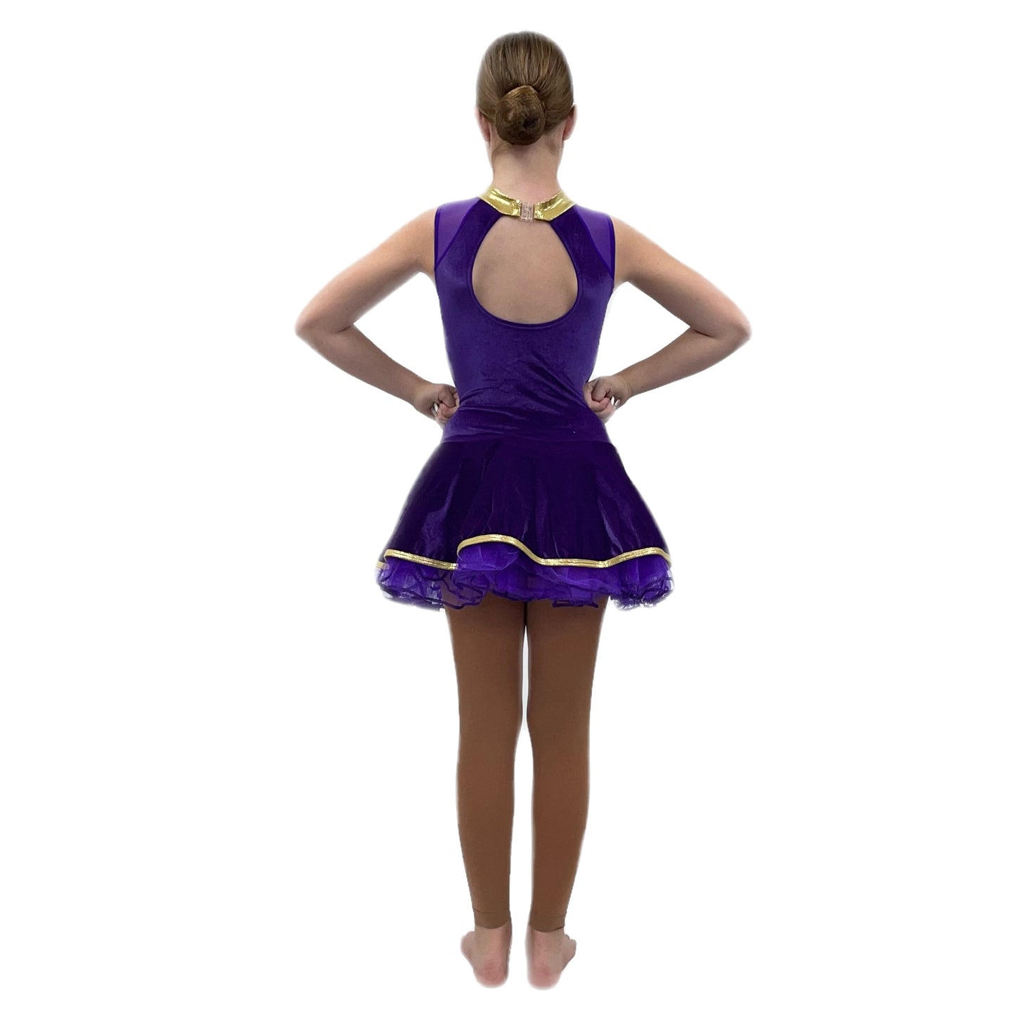 Purple Velvet Tutu Dress With Gold Detail