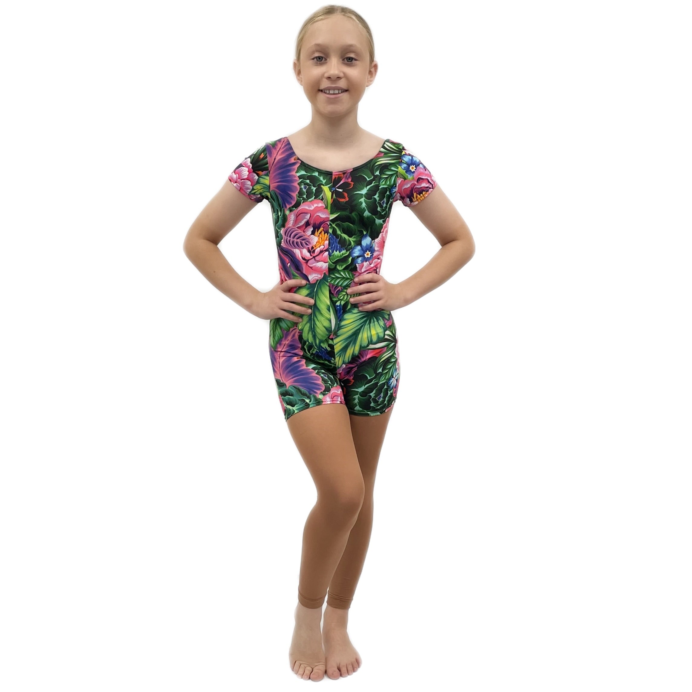 Floral Pattern Open Back Unitard | Razzle Dazzle Dance Costumes Ltd ...