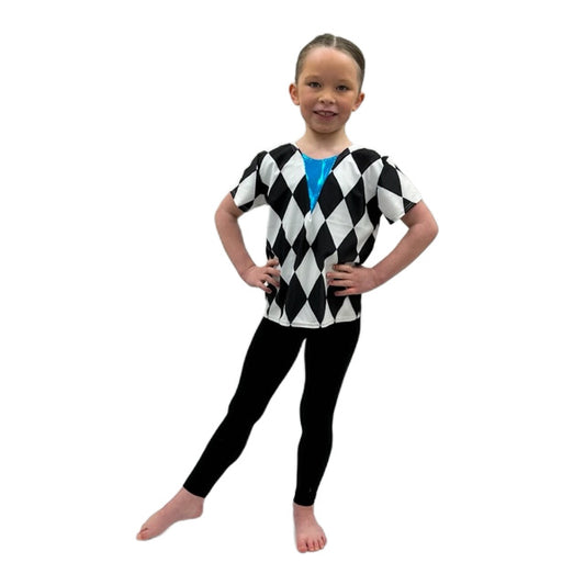 Black & White Harlequin T-Shirt | Razzle Dazzle Dance Costumes