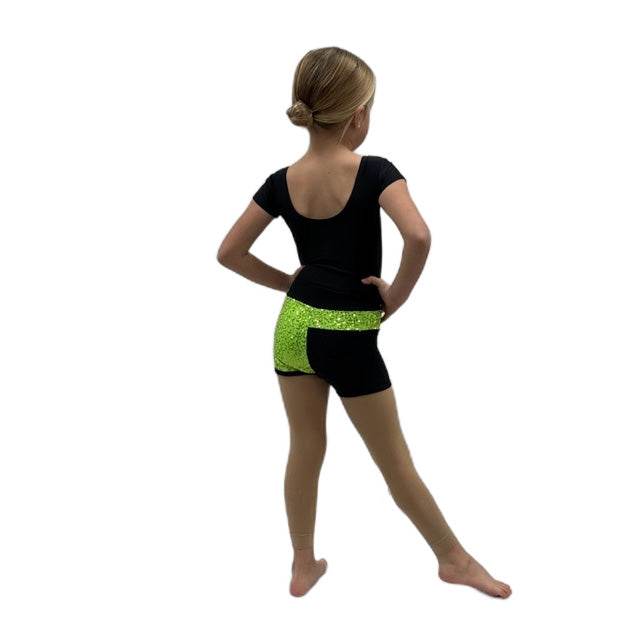 Black & Green Sequin Shorts | Razzle Dazzle Dance Costumes