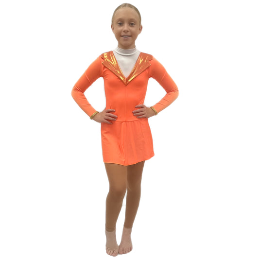 Orange & White Lycra Dance Dress | Razzle Dazzle Dance Costumes Ltd