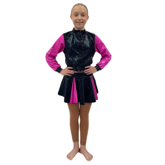 Pink & Black Cheer Skirt & Jacket | Razzle Dazzle Dance Costumes Ltd