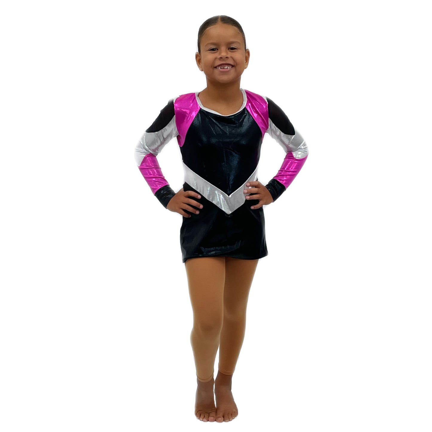 Pink, Black & Silver Shine Cheer Dress | Razzle Dazzle Dance Costumes