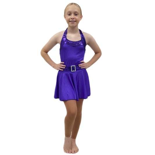 Purple Halterneck Dress With Belt | Razzle Dazzle Dance Costumes