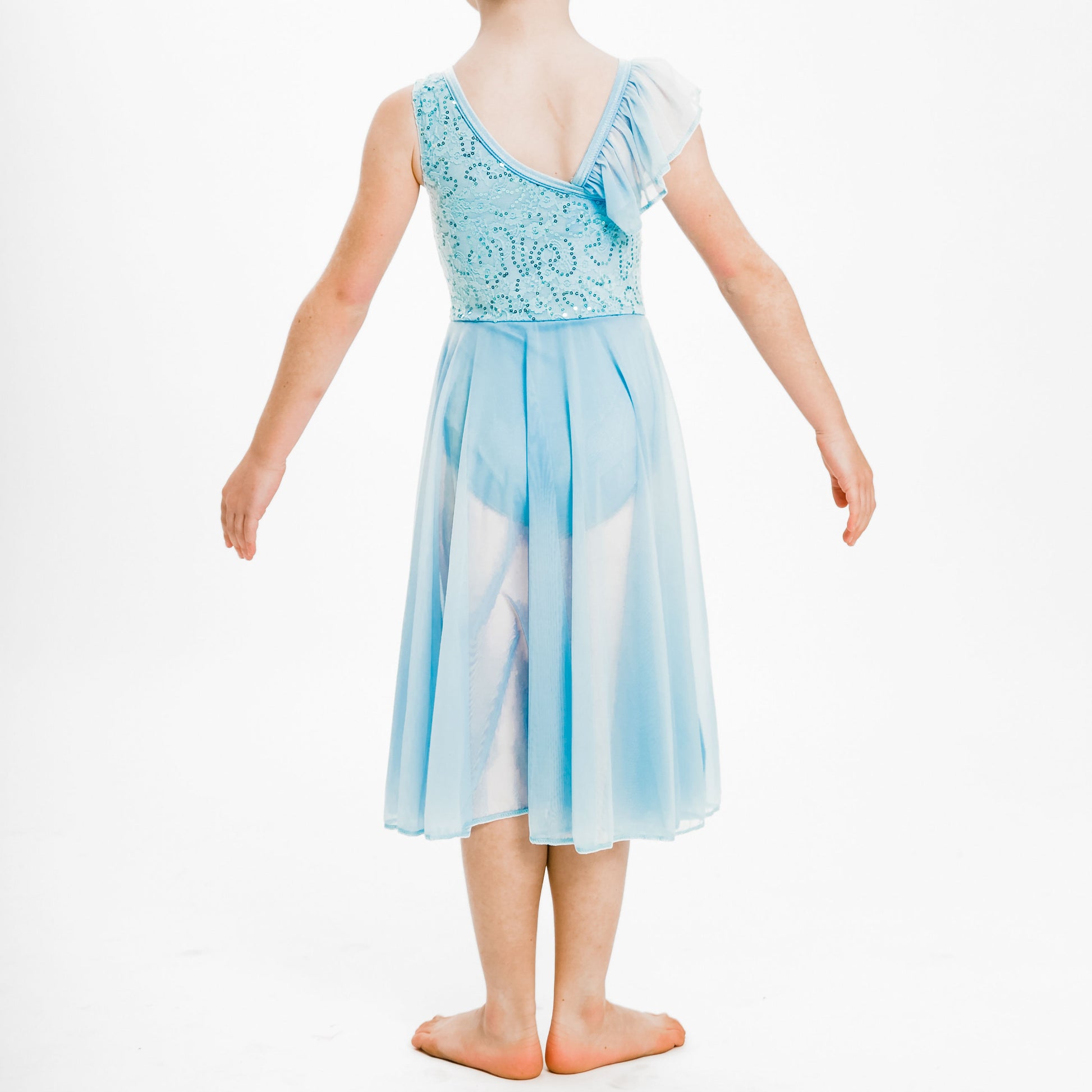 Annie Pale Blue Sequin Lace Lyrical Dress