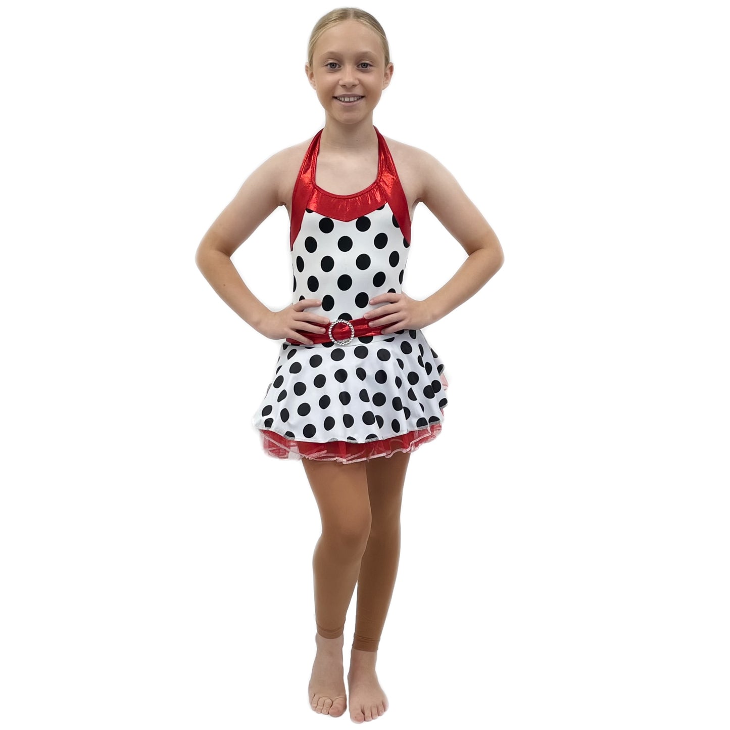 Red, White & Black Polka Dot Halterneck Tutu Dress | Razzle Dazzle