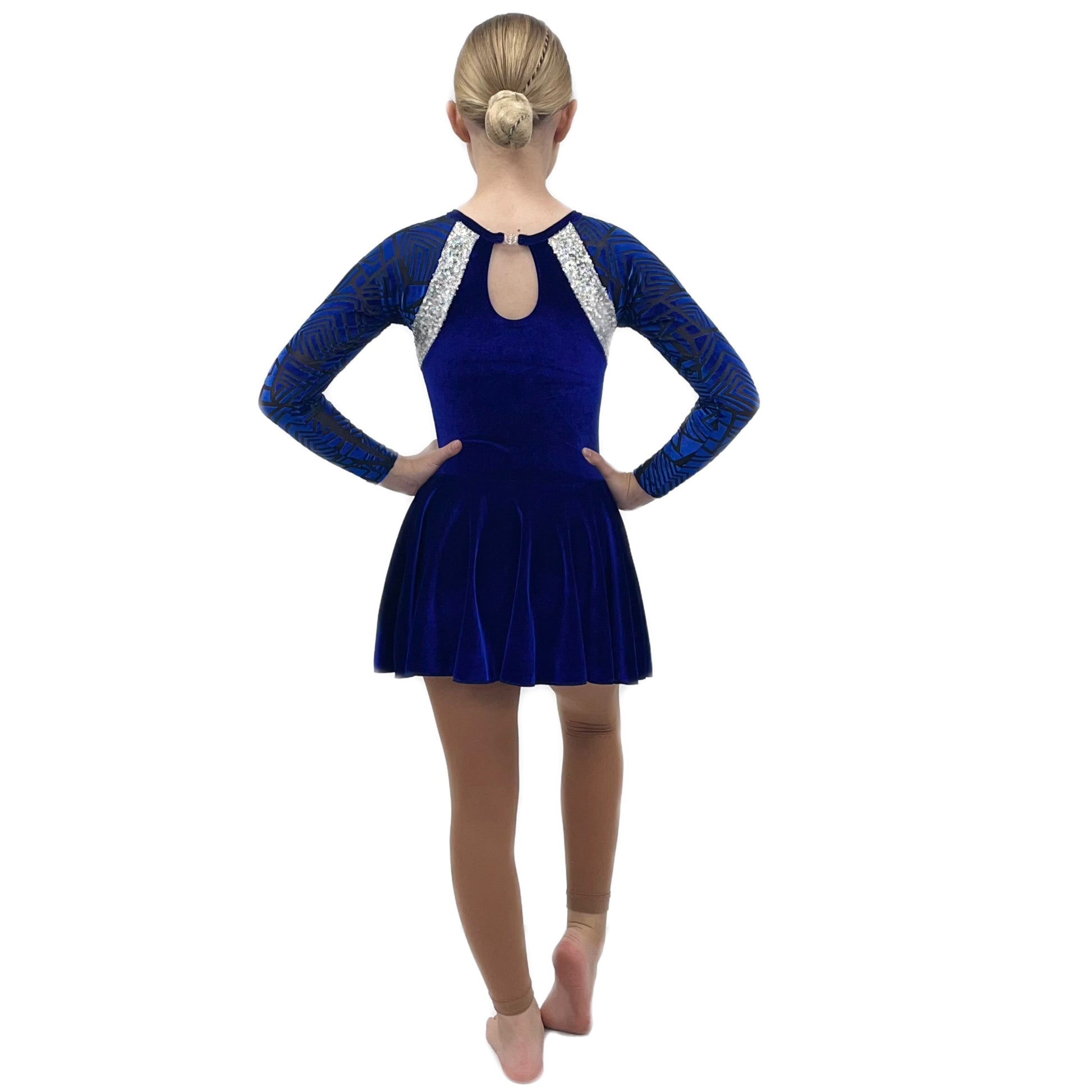 Royal Blue Velour & Silver Sequin Irish Dance Dress | Razzle Dazzle Dance Costumes